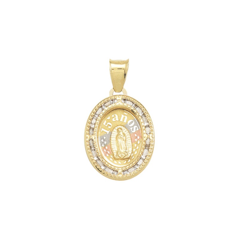 Medalla «MIS 15 VIRGEN GUADALUPE» oro 10k