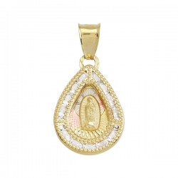 Medalla gota con piedras «VIRGEN DE GUADALUPE» Oro 10k