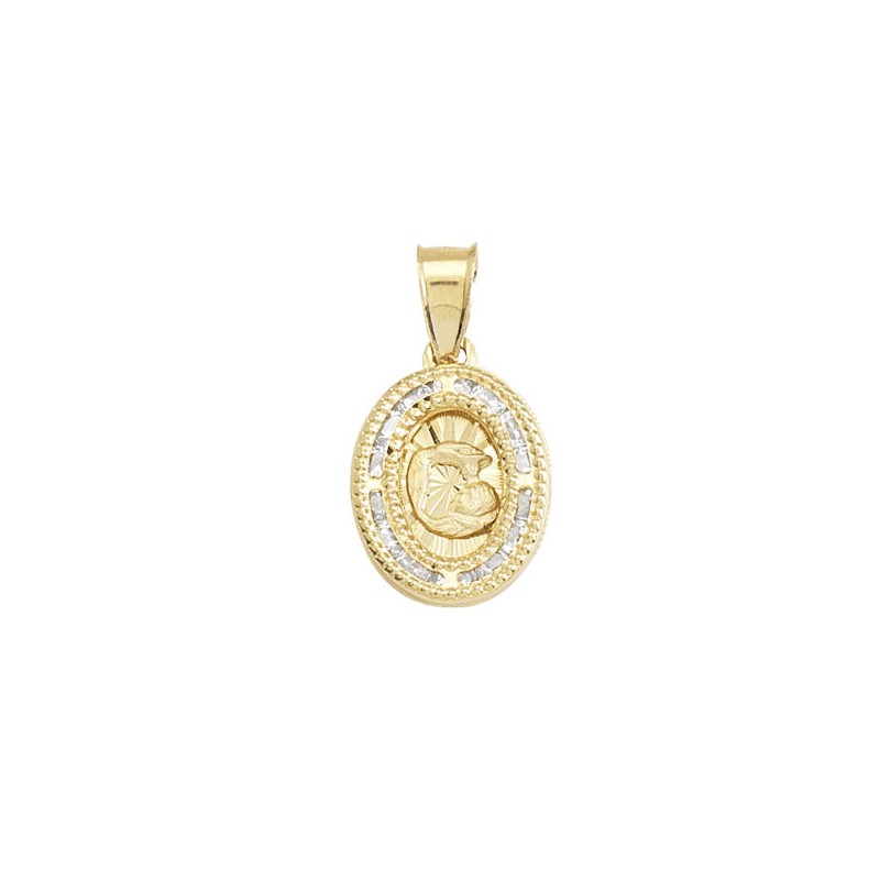 Medalla Mini con piedras «BAUTIZO» Oro 10k