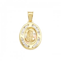 Medalla Mini con piedras «DIVINO ROSTRO» Oro 10k