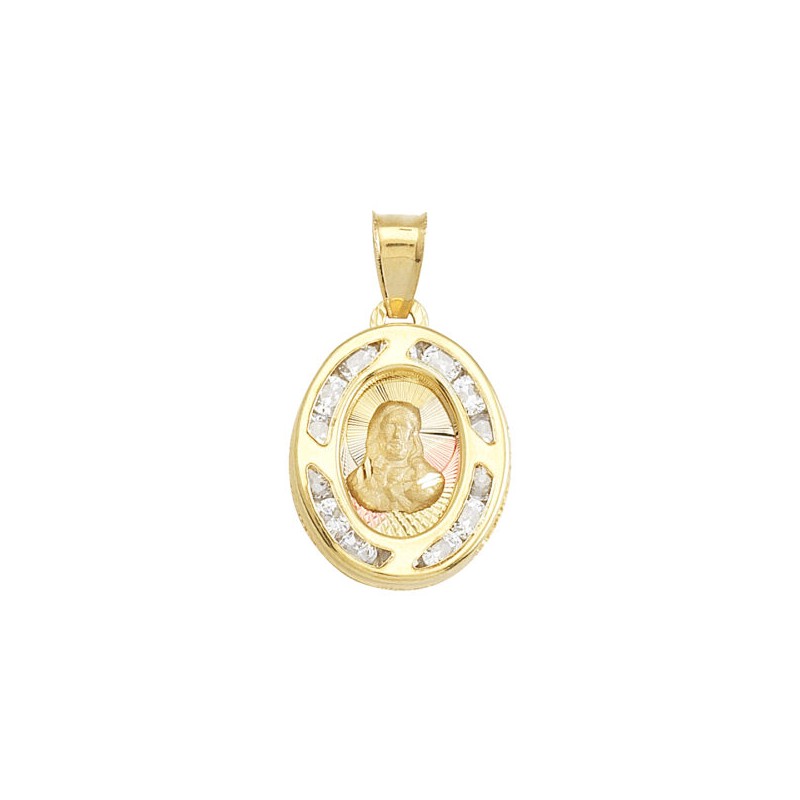 Medalla Mini con piedras «DIVINO ROSTRO» Oro 10k