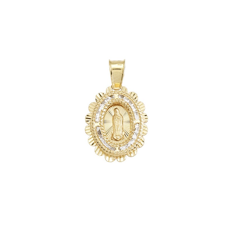 Medalla Mini con piedras «VIRGEN DE GUADALUPE» Oro 10k