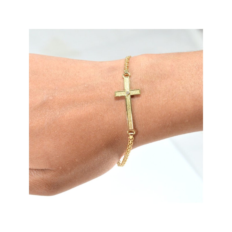 Pulsera de Dama «Cruz» Oro 10k