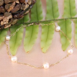 Pulsera de Dama «ENCANTO DE PERLAS» Oro 10k