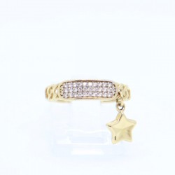 Anillo dama «ESTRELLA COLGANTE» Oro Italiano 10k