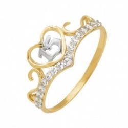Anillo «XV AÑOS TIARA CORAZÓN» oro 10k