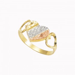 Anillo de Dama “CORAZON” Tres Oros 10k