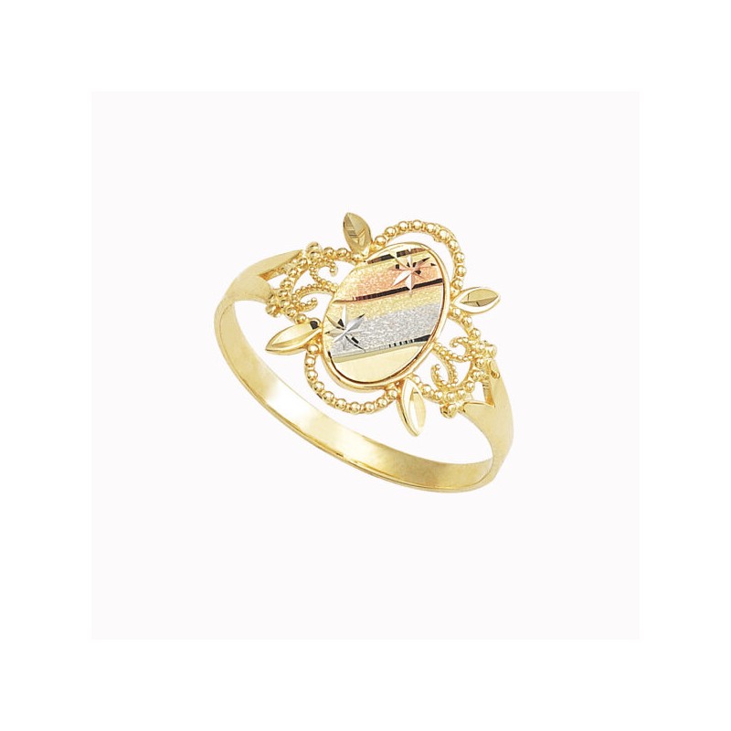 Anillo de Dama “DESLUMBRANTE” Tres Oros 10k