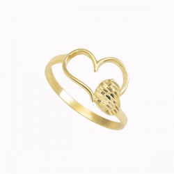 Anillo de dama “DOBLE CORAZON” 10k