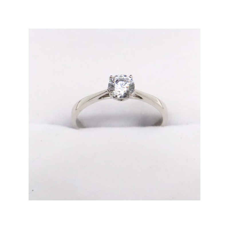 Anillo de compromiso solitario blanco #7.25 Oro14k
