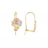 Aretes «FLOR TRICOLOR» oro 10k