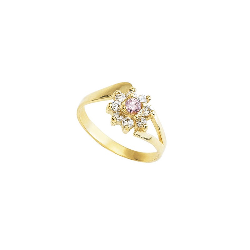 Anillo para Niña «FLOR BRILLANTE» Oro 10k