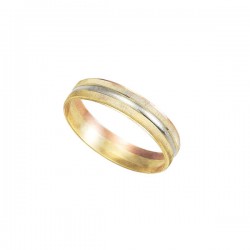 Argolla de Matrimonio «TRICOLOR FRANJA BLANCA» Oro 10k
