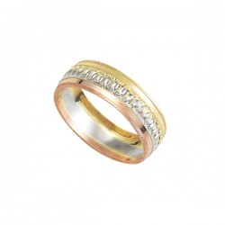 Argolla de Matrimonio «BRILLANTE TRICOLOR» Oro 10k