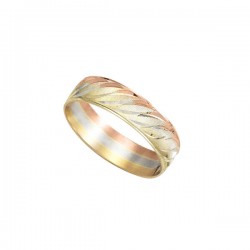 Argolla de Matrimonio «DIAGONALES TRICOLOR» Oro 10k