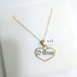 Cadena y Dije «CORAZÓN 15 AÑOS» oro 10k