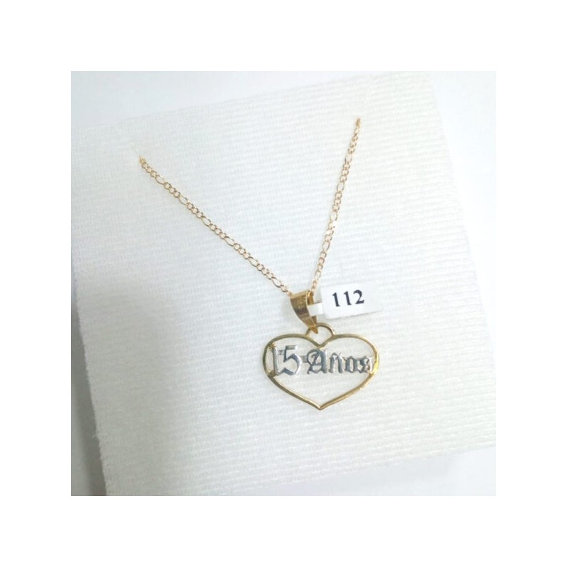 Cadena y Dije «CORAZÓN 15 AÑOS» oro 10k
