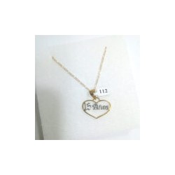 Cadena y Dije «CORAZÓN 15 AÑOS» oro 10k
