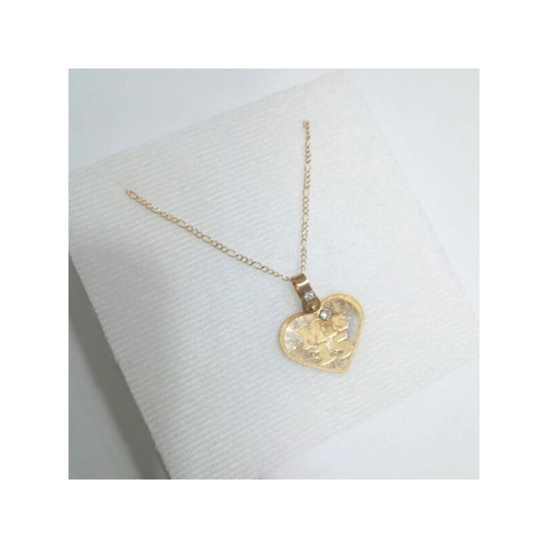 Cadena y Dije «CORAZÓN MIS XV AÑOS CH» oro 10k | JOYERIAS GALERIAS