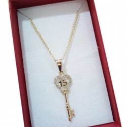 Cadena y Dije «LLAVE XV AÑOS» oro 10k