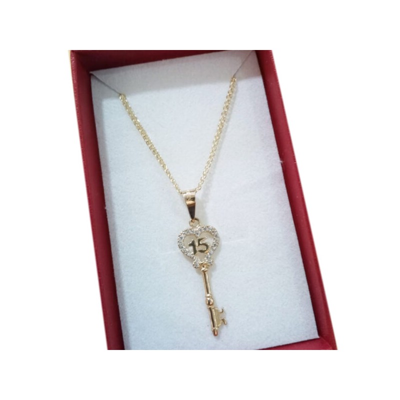Cadena y Dije «LLAVE XV AÑOS» oro 10k