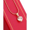 Cadena y Dije de Corazón con Piedra Blanca