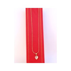 Cadena y Dije de Corazón con Piedra Blanca
