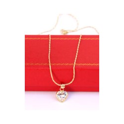 Cadena y Dije de Corazón con Piedra Blanca