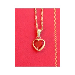 Cadena y Dije de Corazón con Piedra Roja
