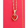 Cadena y Dije de Corazón con Piedra Roja