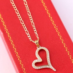 Cadena y Dije de Corazón con Piedras