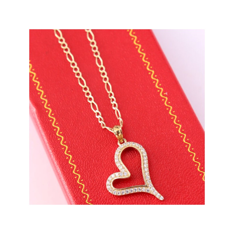 Cadena y Dije de Corazón con Piedras