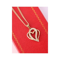 Cadena y Dije de Corazón Contemporáneo Oro 10k