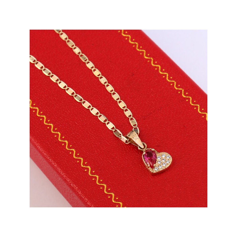 Cadena y Dije de Corazón Duo Oro 10k