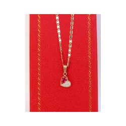 Cadena y Dije de Corazón Duo Oro 10k
