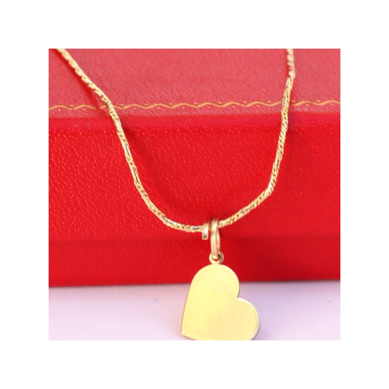 Cadena y Dije de Corazón Liso Oro 10k | JOYERIAS GALERIAS