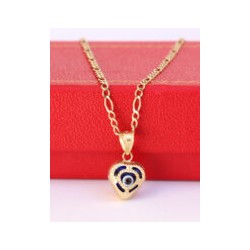 Cadena y Dije de Corazón y Ojo Turco Oro 10k