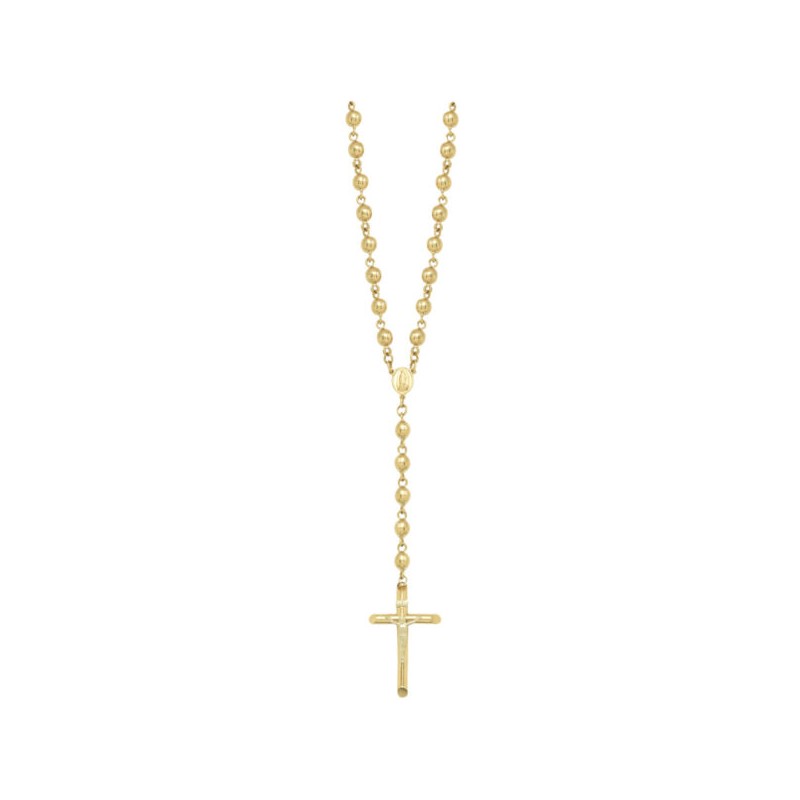 Rosario tres oros «Crucifixión Jesús» oro 10k
